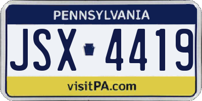 PA license plate JSX4419