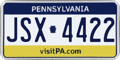 PA license plate JSX4422