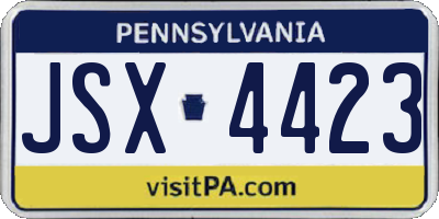 PA license plate JSX4423
