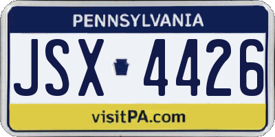 PA license plate JSX4426