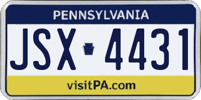 PA license plate JSX4431