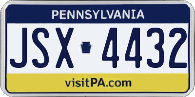 PA license plate JSX4432