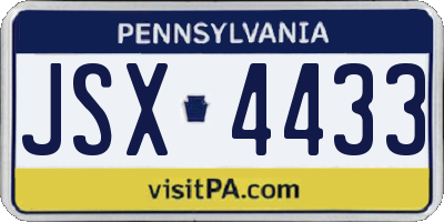 PA license plate JSX4433