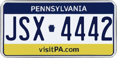 PA license plate JSX4442