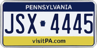 PA license plate JSX4445