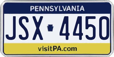 PA license plate JSX4450