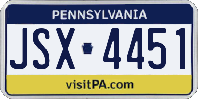 PA license plate JSX4451