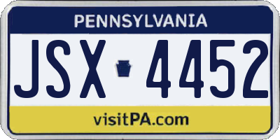 PA license plate JSX4452