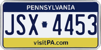 PA license plate JSX4453