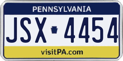 PA license plate JSX4454