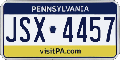 PA license plate JSX4457