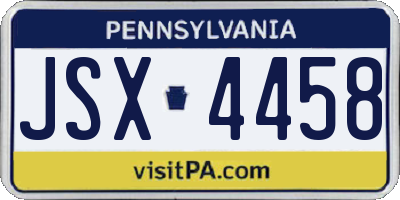 PA license plate JSX4458