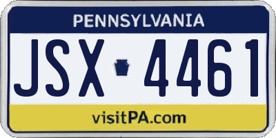 PA license plate JSX4461