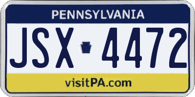 PA license plate JSX4472