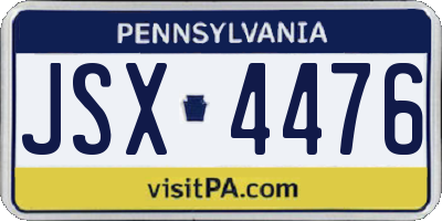PA license plate JSX4476