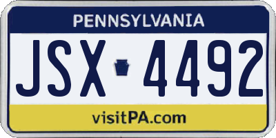 PA license plate JSX4492