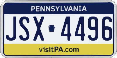 PA license plate JSX4496