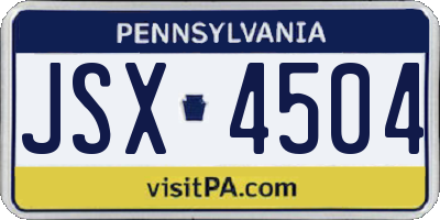 PA license plate JSX4504