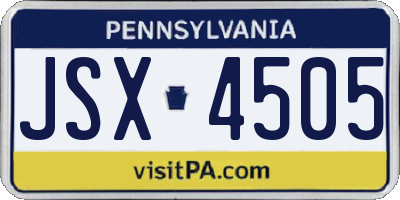 PA license plate JSX4505
