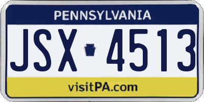 PA license plate JSX4513