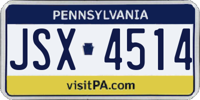 PA license plate JSX4514
