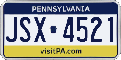 PA license plate JSX4521