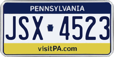 PA license plate JSX4523