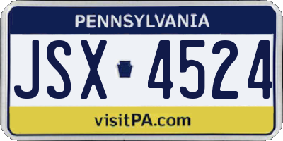 PA license plate JSX4524