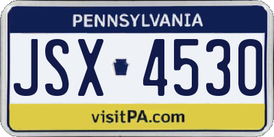 PA license plate JSX4530