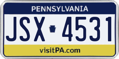 PA license plate JSX4531
