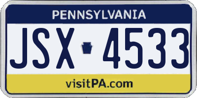 PA license plate JSX4533