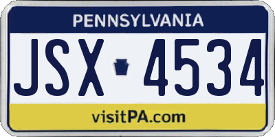 PA license plate JSX4534