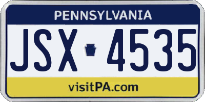 PA license plate JSX4535