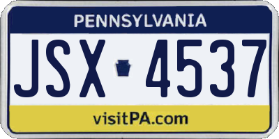 PA license plate JSX4537