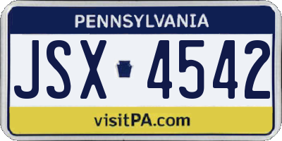 PA license plate JSX4542