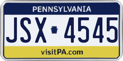 PA license plate JSX4545