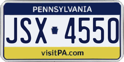 PA license plate JSX4550