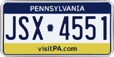 PA license plate JSX4551
