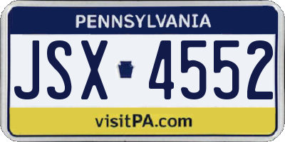 PA license plate JSX4552