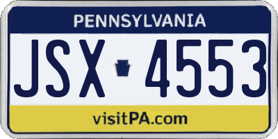 PA license plate JSX4553