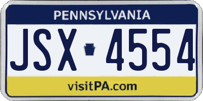 PA license plate JSX4554
