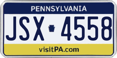 PA license plate JSX4558