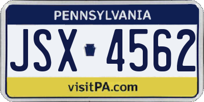 PA license plate JSX4562