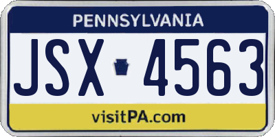 PA license plate JSX4563