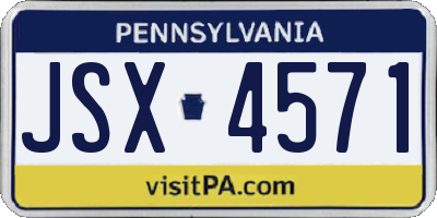 PA license plate JSX4571
