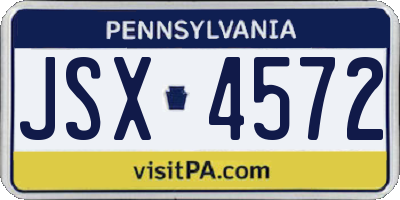 PA license plate JSX4572