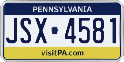 PA license plate JSX4581