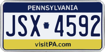 PA license plate JSX4592