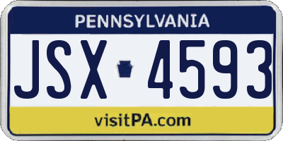 PA license plate JSX4593