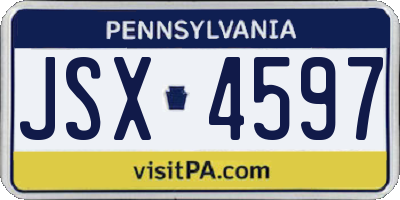 PA license plate JSX4597